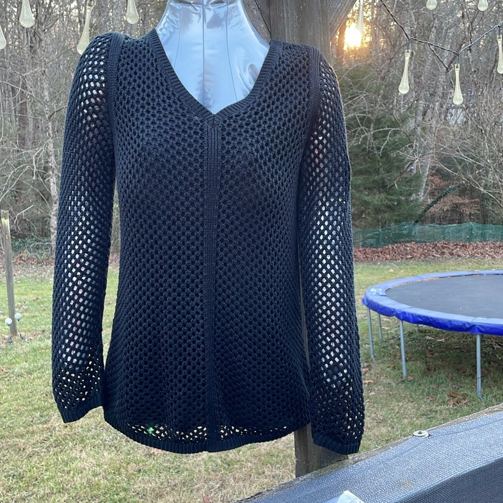Croft & Barrow Black Netted Sweater